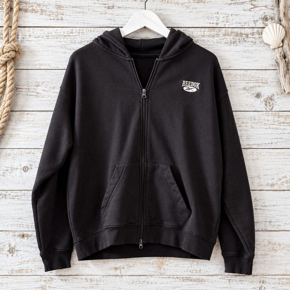 Reebok Full Zip Hoodie Women’s L Brown Embroidered Logo Two-Way Zip NWOT